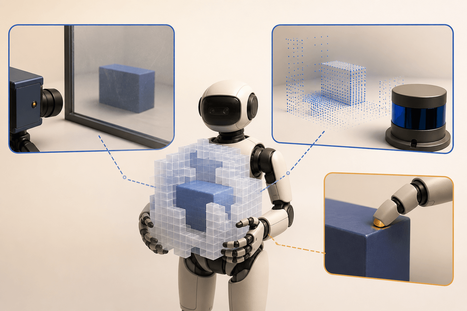 Several sensors observing the same ambiguous scene and producing different partial measurements
